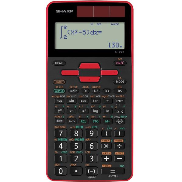 [シャープ 関数電卓 EL509TRX]の商品説明●使いやすさ、タフさに美しさをプラス。●日本語表示でさらに見やすく、簡単操作で使いやすい。●簡単に一般モードの初期画面に戻れる「ホームキー」を新搭載。●複雑な数式もわかりやすく計算・確認できる。[シャープ 関数電卓 EL509TRX]のスペック●桁数:10桁●定数メモリー:9●電源:LR44×1●寸法:W8.0×H1.5×D16.6cm●質量:約108g(電池含む・ハードケース含まず)○初期不良のみ返品可