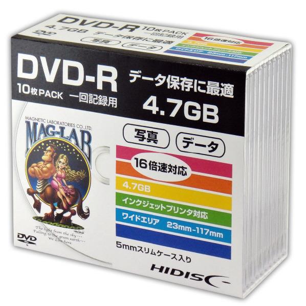 磁気研究所 データ用DVD-R 4．7GB 1-16倍速対応 10枚入り HI-DISC HDDR47JNP10SC [HDDR47JNP10SC]