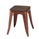 メタル スツール チェア 椅子 鉄 アンティーク 座面 木製 エルム レッドディッシュブラウン N-8346
