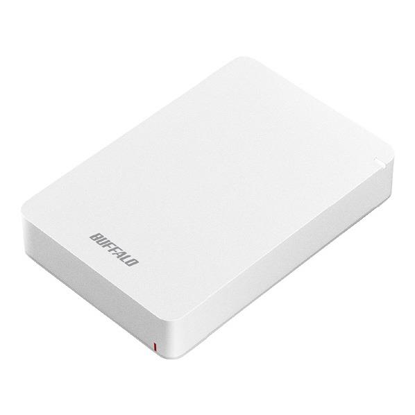 BUFFALO USB3．1(Gen．1)対応 耐衝撃ポータブルハードディスク(4TB) ホワイト HD-PGF4.0U3-GWHA [HDPGF40U3GWHA]【MAAP】
