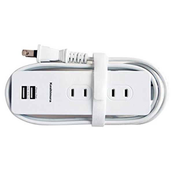カシムラ 国内・海外兼用電源タップ Aタイプ ホワイト WM-6 [WM6]【BLKP】