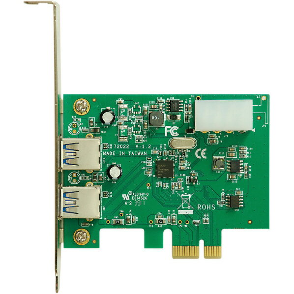 玄人志向 Renesas社製 μPD720202搭載 USB3．0x2 インターフェースボード(PCI-Express x1接続) USB3.0-PCIE-P2 USB30PCIEP2