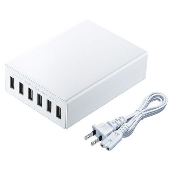 サンワサプライ USB充電器(6ポート・合計12A) ホワイト ACA-IP67W 