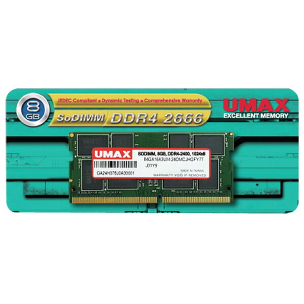 UMAX ノートパソコン用メモリー(8GB) SO-DIMM DDR4 2666 8GB JEDEC UM-SODDR4S-2666-8G UMSODDR4S26668G