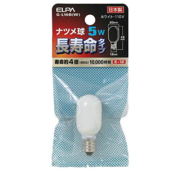 エルパ 長寿命ナツメ球 E12口金 5W ホ