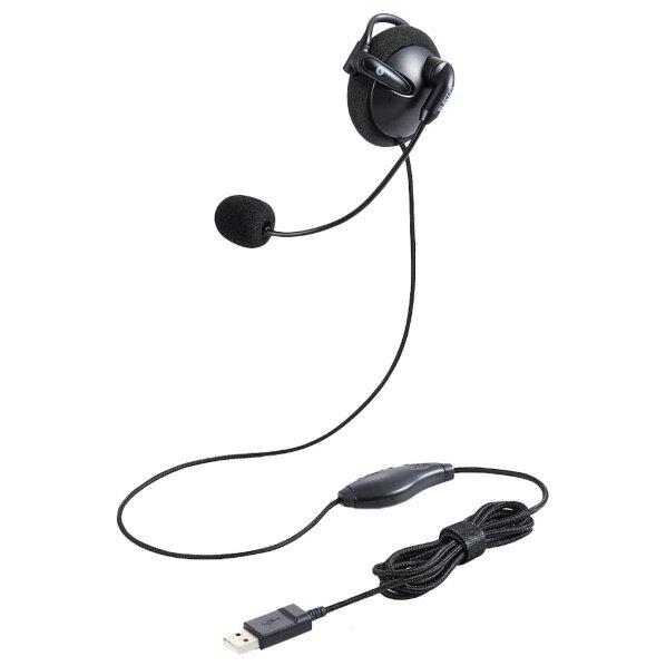 エレコム 片耳 耳掛けタイプ ヘッドセット 有線 USB ブラック HS-EH01UBK [HSEH01UBK]