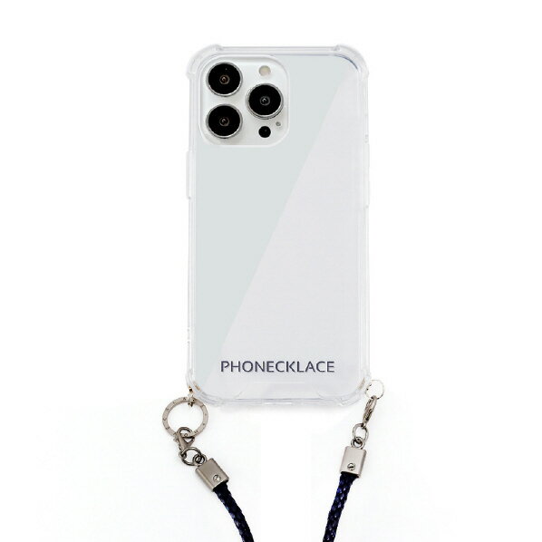 PHONECKLACE iPhone 13 Pro用ロープショルダーストラップ付きクリアケース ネイビー ネイビー PN21606I13PNV 