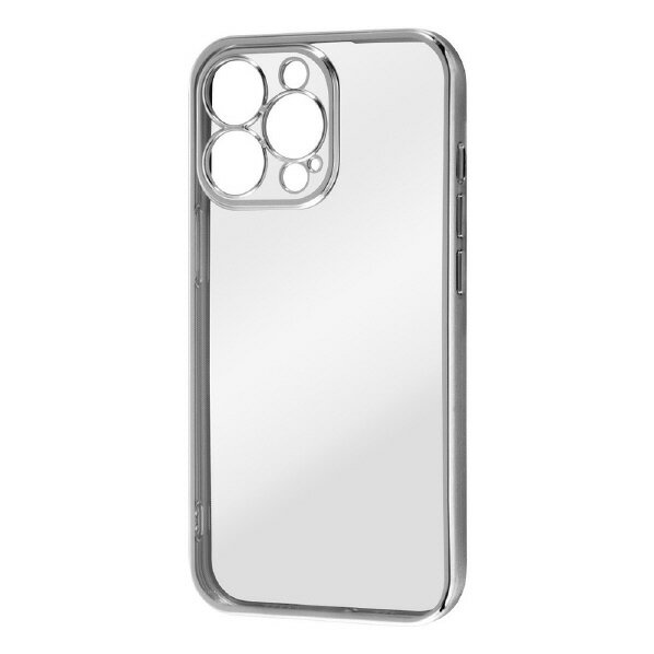 iPhone13 Pro カバー ケース 耐衝撃 衝撃に強い 保護 背面クリア 透明 精密設計 メタリック メタル 柔らかい ソフト TPU iPhone13Pro スマホケース シルバー