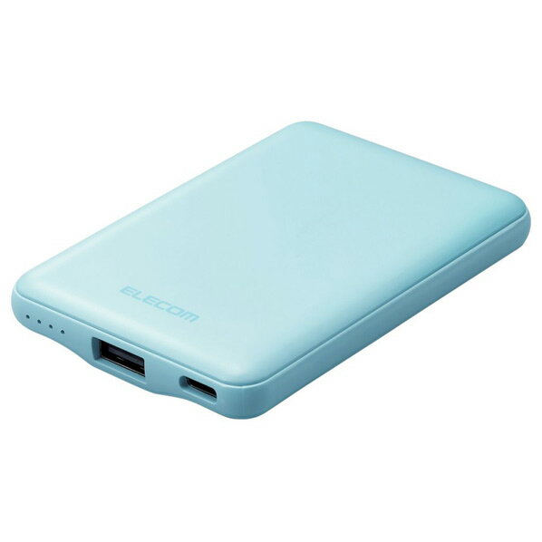 モバイルバッテリー 5000mAh 12W 入力(Type-C×1) 出力(Type-C×1、USB-A×1) PSE認証 おまかせ充電対応 コンパクト 薄型 軽量 （ブルー） DE-C37-5000BU