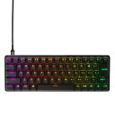 [SteelSeries Apex Pro Mini ゲーミングキーボード 64825J [64825J]] の商品説明●世界最速の11倍の速さの応答時間と10倍の速さのキーストローク作動を実現する調整可能なOmniPoint 2.0スイッチ。●すべてのキーの感度をスピード優先の0.2mmから着実な3.8mmまでカスタマイズ。●ゲーミングショートカットの効果を高めるために同じキーに2つのアクションをプログラム。●側面に印刷されたファンクションでフルサイズキーボードの機能を提供するコンパクトな60%フォームファクター。【調整可能なOmniPoint 2.0スイッチ】●新しいOmniPoint 2.0スイッチは、すばやい無接触キーストローク作動を実現する最先端の磁気センサーを使用することにより、必要なスピードを提供します。 【2-in-1アクションキー】●キーの押し方に応じて、1つのキーに2つのアクションをプログラムすることができます。●キーを軽く押したときは前に歩き、同じキーを深く押すと走るなどです。独自の高度な組み合わせを作ってライバルを圧倒してください。 【最大限に調整可能】●確かな精度と比類なきカスタマイズが思いのままに。キーストロークの作動距離を約0.1mm単位で調整できます。●羽のように軽い0.2mmのタッチも、確実な3.8mmのタッチも、自由に選択できます。 【標準的なメカニカルキーボードとの比較】●11倍の速さのレスポンス、10倍の速さの作動、2倍の耐久性。【コンパクトな60%サイズのデザイン 】●Apex Pro Miniは、側面に印刷されたセカンダリファンクションでフルサイズキーボードの機能はすべてそのままに、デスク上のスペースを広げてゲームに勝つマウススワイプができるように作られました。【航空機級のアルミニウム合金 】●シリーズ5000メタルトッププレートには、ジェット機と同じアルミニウムが使用されており、製品寿命を通して剛性および構造安定性を高めます。 【2層成型PBTキーキャップ】●大きく向上した品質と耐久性を体験してください。文字が消えないPBTキーキャップは、独自の質感によりキーストロークの感触とタイピング精度を向上させます。●側面に印刷されたセカンダリアクションにより、フルサイズキーボードの機能をすべて使用できます。 【高さ調節可能なチルトレッグ】●長いセッションでも快適にプレイするためにキーボードを最適な位置に配置できます。●調節可能なチルトレッグにより、フラット、ハーフ、フルエクステンションという3つのエルゴノミクスオプションから柔軟に選択できます。 【取り外し可能な USB-C編組ケーブル】●取り外し可能なUSB-C編組ケーブルは耐久性があり持ち運ぶことができ、日常の摩損に耐えられます。[SteelSeries Apex Pro Mini ゲーミングキーボード 64825J [64825J]]のスペック●対応OS:Windows、Xbox、PlayStation、およびMac OS X。USBポート要　※Mac OSでは一部のソフトウェア機能がサポートされていません。●対応ソフトウェア:SteelSeries Engine、Windows(8.1以降)およびMac OSX(10.13以降)用　※Mac OSでは一部のソフトウェア機能がサポートされていません。●キースイッチ:調整可能なOmniPointメカニカルスイッチ●スイッチ定格:1億回のキープレスを保証●オンボードメモリ:5つのカスタムプロファイル●プロセッサー:32ビットARM●調整可能な作動ポイント:0.2〜3.8mm●接続:取り外し可能USB Type-C●高さ調節:3段階ラバーフィート●照明:キーごとのRGBイルミネーション●寸法:W29.3×H4.03×D10.3cm●質量:610g●内容物:Apex Pro Miniゲーミングキーボード、USB-C to USB-Aケーブル、キーキャッププーラー、製品情報ガイド○初期不良のみ返品可