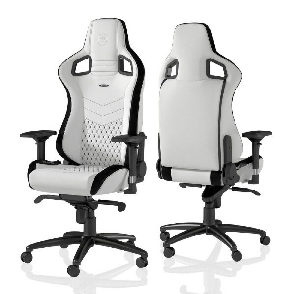 [noblechairs ゲーミングチェア EPIC(エピック) プレミアムホワイト NBL-PU-WHT-002-ED [NBLPUWHT002ED]] の商品説明●ドイツの高品質ゲーミングチェアが日本初上陸!●ドイツ車を彷彿させるワンランク上の座り心地。●高密度モールドウレタンを使用した高品質エグゼクティブ・デザイン。●体をつつみ込むレーシング・スタイル。●1.5mmの極厚PUレザー。●堅牢性に優れたスチールフレーム。●横幅最大56cmの座面ワイドな座面でゆったり座れる。●座面高は約46cm〜52.5cmに調節可能(座面前部)。●ネックピロー・ランバーサポート付属。●最大135°までリクライニング。●最大11°のロッキング機構。●4方向に動くアームレスト。上下・前後・左右・斜めに調整。●長時間デスクに向かう方は、アームレストを机と同じ高さにして疲れを軽減。●スムーズで音の静かなPUキャスター。フローリングを傷つけにくく、カーペットでもスムーズに動きます。●※背もたれや座面に重量があるため、組み立てはなるべく2人以上で行ってください。●※製品は重量約30kg・3辺合計約200cmの大きな梱包箱で届きます。受け取りの際ご注意ください。[noblechairs ゲーミングチェア EPIC(エピック) プレミアムホワイト NBL-PU-WHT-002-ED [NBLPUWHT002ED]]のスペック●耐荷重:約120kg※耐荷重はあくまでも目安であり、体重がそれ以下であっても製品の安全と耐久性を保証するものではありません。●材質:張り地/PUレザー、フレーム/スチール、脚部/アルミニウム、クッション材/モールドウレタン(コールドフォーム)、背もたれ・付属クッション/ベロア、アームレスト/ポリウレタン、双輪キャスター/ナイロン・ポリウレタン●組み立て方式:ノックダウン組立式(お客様組立)●寸法:約126.5-133.0×67.0×56.5cm●質量:約27kg●付属品:ネックピロー、ランバーサポート、組立説明書、取扱説明書 兼 保証書○初期不良のみ返品可