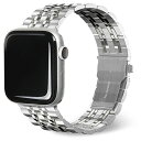 [EGARDEN Apple Watch 49/45/44/42mm用SOLID METAL BAND シルバー EGD24664AW [EGD24664AW]] の商品説明●EGARDEN「SOLID METAL BAND」は高品質なステンレススチールを使用した金属ベルトが、クラシカルでスタイリッシュなApple Watch用バンドです。【軽くて薄い、身に着けやすく飽きの来ないデザイン】●金属ベルトのパーツををスリムにし、クラシカルなメタルバンドのデザインはそのままに、長時間の着用でも快適に過ごせる軽さを実現しました。【フィット感に優れた7連タイプのベルト】●ベルトは大きさの異なる7蓮のコマで構成されています。可動部を多く設けることで細やかな動きを実現し、手首にしなやかにフィット。通気性も良く、着用感に優れています。【上質なステンレススチールを使用】●医療機器などにも使用される上質なステンレススチールを採用。●耐腐食性が高く丈夫で、安全性にも定評のある高品質素材です。【ワンタッチバックル】●ワンタッチバックルで片手でも簡単に付け外しが可能です。【バンドの長さ調節が可能】●専用器具が付属しており、バンドを好みの長さに変えられます。●※バンドの長さ調節ピンから黒い粉が出る場合がありますが、これは生産工程で発生する現象でサビではありません。【バンドの付け換え方法】●取り換える場合は黒のボタンが3つ並んでいる方が上になります。方向を間違えないよう気を付けてください。【注意事項】●※こちらの商品は交換用ベルトのみです。腕時計本体(AppleWatch)は付属しておりません。●※本製品は、Apple純正部品ではありません。予めご了承のうえ、ご利用ください。●※バンド交換に際にバンドやAppleWatch等に破損等の問題が生じましても弊社は一切の責任を負いません。自己責任の範疇で、十分ご注意のうえご利用ください。●※本製品を使用しての機種本体の紛失、故障、内部データの損失、機種本体及び液晶への傷、色移りに関しては当社では一切の責任を負いかねます。●※製品の仕様、デザインは改良などのため事前予告なしに変更する場合があります。[EGARDEN Apple Watch 49/45/44/42mm用SOLID METAL BAND シルバー EGD24664AW [EGD24664AW]]のスペック●対応機種:Apple Watch Ultra 2/1(49mm)、Series 9/8/7(45mm)、Series 6/5/4,SE(44mm)、Series 3/2/1(42mm)●材質:ステンレススチール●質量:74g○返品不可対象商品