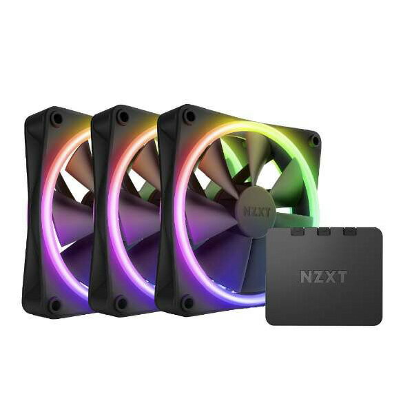 NZXT 120mm 両面RGBファン 3個 RGB照明コントローラーセットモデル ブラック RF-D12TF-B1 RFD12TFB1