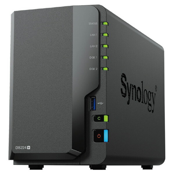 [Synology NASケース DS224 [DS224]] の商品説明●最大36TBのデータを一か所に統合し、マルチプラットフォームで高速なアクセスが可能。無料で利用できる様々な包括的管理ツールにより、データを安全かつ便利に保存します。●リンクまたはQRコードを用いてファイルとフォルダを簡単に共有することはもちろん、セキュリティとアクセスオプションを設定することでデータ保護も強化できます。家庭でのデータ共有やビジネスでの共同作業でも活躍します。●Synology Photosではアプリやブラウザで写真や動画・アルバムを転送・保存し、機敏で直観的なインターフェースで閲覧・検索・共有が可能。リンク共有の際にパスワードや有効期限なども設定でき、アクセス権限やセキュリティ機能にも優れています。●設定によりモバイルデバイスで撮影した写真や画像の自動バックアップやPCフォルダのリアルタイムおよびスケジュールによるバックアップ機能に加え、パブリッククラウドへのバックアップなど多彩なバックアップ機能を有しています。●8300種以上のカメラモデルに対応しており、ドライブへのカメラ映像記録やブラウザ・アプリからのアクセスなど、ネットワークビデオレコーダーとしても使用することができます。[Synology NASケース DS224 [DS224]]のスペック●対応ブラウザ:Chrome、Firefox、Edge、Safari(13〜)、iPad用Safari(iOS 13.0〜)、タブレット用Chrome(Android 11.0〜)●CPU:Intel Celeron J4125(4コア 4スレッド FPUあり)●メモリ:2GB DDR4(最大6GBまで増設可能)●搭載可能ドライブ:2 x 3.5インチまたは2.5インチ SATA SSD/HDD●ホットスワップ:対応●外部ポート:2 x USB3.2 Gen1●LANポート:2×1GbE RJ-45●Wake on LAN/WAN:対応●対応プロトコル:SMB、AFP、NFS、FTP、WebDAV、CalDAV、iSCSI、Telnet、SSH、SNMP、VPN(PPTP、OpenVPN、L2TP)●ファイルシステム:内部/Btrfs、ext4、外付/Btrfs、ext4、ext3、FAT32、NTFS、HFS+、exFAT●対応RAIDタイプ:Synology Hybrid RAID (SHR)、Basic、JBOD、RAID 0、RAID 1●ストレージ管理:最大シングルボリュームサイズ 108TB / 内部ボリューム最大数 64●ファイル共有機能:ローカルユーザーアカウントの最大数 2048 / ローカルグループの最大数 256 / 共有フォルダーの最大数 256 / 同時SMB/NFS/AFP/FTP接続の最大数 500●セキュリティ:ファイアウォール、共有フォルダ暗号化、SMB 暗号化、FTP over SSL/TLS、SFTP、Rsync over SSH、ログイン自動ブロック、Let's Encrypt サポート、HTTPS (カスタマイズ可能な Cipher Suite)●寸法:H16.5×W10.8×D23.22cm●質量:1.3kg●付属品:取扱説明書、アクセサリパック、ACアダプタ・コード、LANケーブル 2本○初期不良のみ返品可