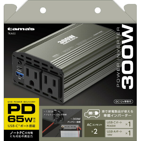 多摩電子工業 車載インバーター 300W ブラック TKA02 [TKA02]