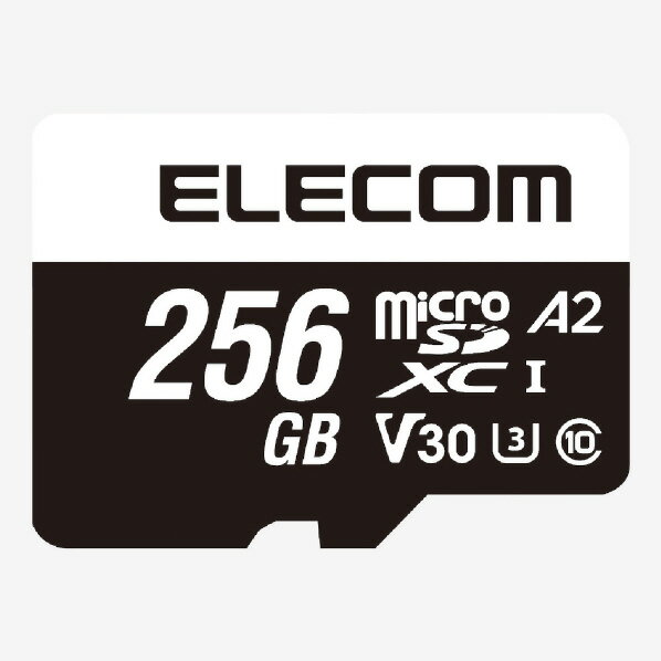 [エレコム データ復旧microSDXCメモリーカード U3 V30(256GB) ブラック MF-MS256GU13A2R [MFMS256GU13A2R]] の商品説明●ビデオカメラやVlogカメラにおすすめ!4K対応のmicroSDXCメモリーカードです。●4Kなどの高画質・大容量データも素早く快適に扱えます。●NINTENDO SWITCH(TM)、Steam Deck、ASUS ROG Ally、Lenovo Legion Go検証済みです。●高速インターフェース規格であるUHS-Iに対応しています。●読み書き時の最低速度を保証するSDスピードクラス「Class10」/UHSスピードクラス「Class3」/ビデオスピードクラス 「V30」に対応したmicroSDカードです。●※UHS-I非対応機器でも動作可能です。対応機器で使用することで本来の性能を発揮します。●メモリーカード上のアプリケーションを快適に使用するための規格“アプリケーションパフォーマンスクラス”の「クラス2」(A2)に対応し、スマートフォンをより快適にご利用いただけるようになります。●アプリケーションパフォーマンスクラスは、microSDメモリーカード上のデータ編集などを含むアプリケーションを快適に利用するための規格です。●アプリケーションパフォーマンスクラスに対応したmicroSDメモリーカードでは、地図、写真、動画、音楽、辞書、書類などのデータの保存はもちろん、データの編集や更新などの処理速度においても効果が得られます。●※A2非対応機器でも動作可能です。対応機器で使用することで本来の性能を発揮します。●読み込み最大95MB/s、書き込み最大85MB/sの高速データ転送を実現します。●※最大転送速度は当社環境による実測値であり、すべての環境において保証するものではありません。●JIS防水保護等級7(IPX7)に準拠し、メモリーカードの交換時などにうっかり水に濡れてしまっても安心の防水仕様です。 ※SD変換アダプター除く●著作権保護機能(CPRM)非対応です。●1年間の保証期間内で1回限り、無償でデータ復旧サービスを利用可能です。●※データ復旧サービスは、製品状態により必ずしもすべてのデータが完全に復旧することをお約束するものではなく、データ損害については当社は責任を負いかねます。●SD変換アダプターが付属しています。●保証期間は「1年間」で、安心して使用できます。●エレコム社環境認定基準を1つ以上満たし、『THINK ECOLOGY』マークを表示した製品です。●廃棄物削減に取り組み、製品に同梱する取扱説明書等をペーパーレス化した製品です。[エレコム データ復旧microSDXCメモリーカード U3 V30(256GB) ブラック MF-MS256GU13A2R [MFMS256GU13A2R]]のスペック●メモリ規格:microSDXC●スピードクラス:Class10、UHS-I、U3、V30、A2●インターフェース:microSD●メモリ容量:256GB●最大転送速度:読み込み:95MB/s、書き込み85MB/s●最低保証速度:30MB/s ※UHS-I対応機器使用時●寸法:約W1.5×H1.1×D0.1cm●質量:約0.4g●付属品:SD変換アダプター×1●保証期間:1年間(データ復旧サービス含む)●その他:JIS防水保護等級7(IPX7)に準拠 ※本体のみ●著作権保護機能:CPRM非対応○初期不良のみ返品可