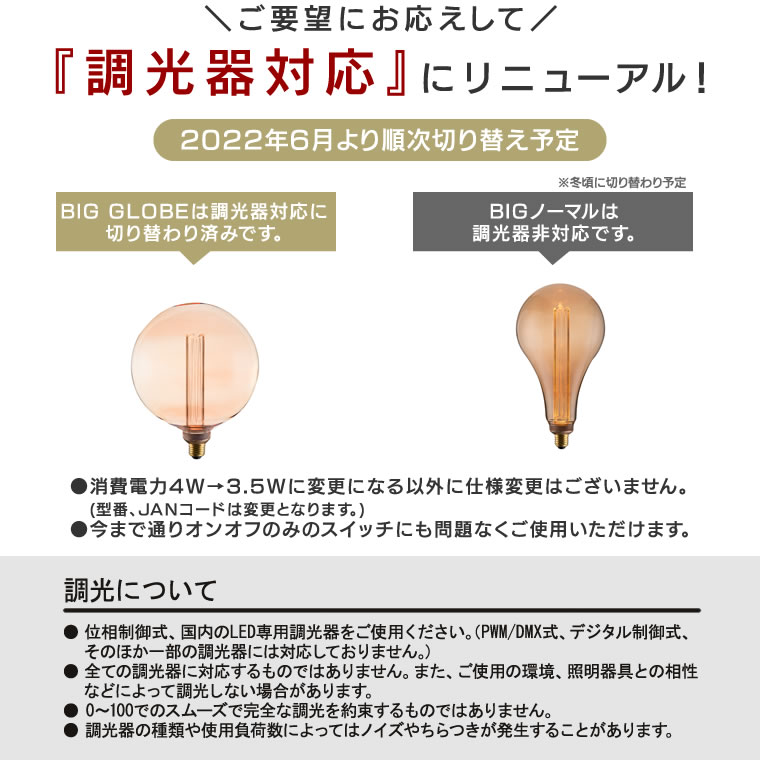 最大73 オフ シェードがいらない裸電球 飲食店やサロンなど店舗用照明にオススメの特大サイズ レトロかわいいエジソン電球 眩しくない エジソンランプ アンティーク風 エジソンバルブledノスタルジア E26 Led電球 Bigノーマル Big Globe 0 ボール型電球 ボール球