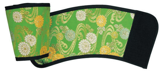 金襴手甲【流水に花の緑系】＜メール便対応＞大人用フリーサイズ【手甲 金襴 太鼓 和太鼓 演奏 演舞 よ..
