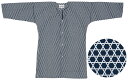 日本民謡の鯉口シャツ【 かごめ / 紺 】 本格小幅生地 手拭い生地の大人用 処分品鯉口シャツ【男性女性兼用】 5642