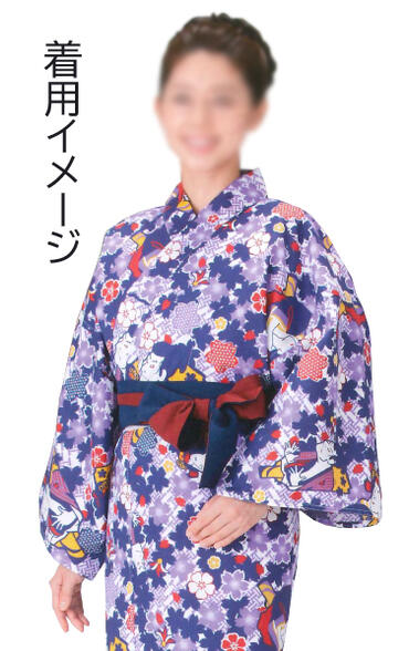 お取り寄せ商品　旅館用　男女兼用　リバーシブルゆかた帯　紺／エンジ　5本1セット