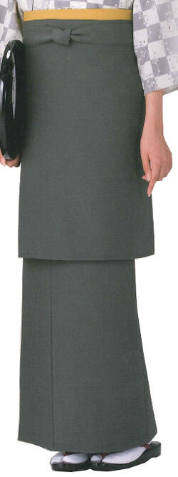 お取り寄せ商品　和風スカート　グレー　M・L寸　[飲食店ユニフォーム　和風ユニフォーム　割烹　料亭　和食店　着物風]