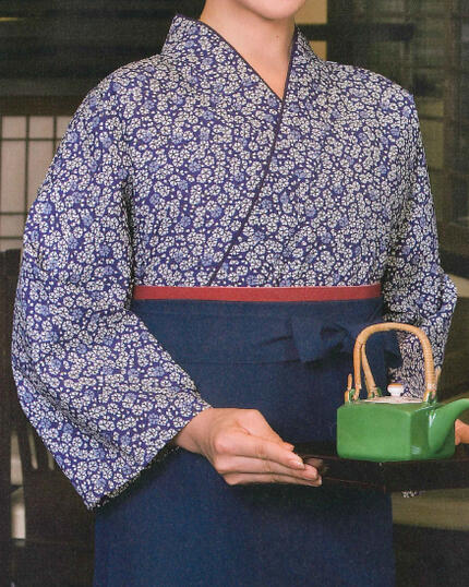 お取り寄せ商品 本手染め作務衣 上着 M・L寸 小桜・紺 [飲食店ユニフォーム 和風ユニフォーム 割烹 料亭 和食店 着物風]