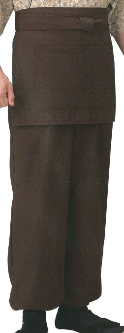 お取り寄せ商品　和風パンツ　こげ茶　M・L・LL・3L寸　[飲食店ユニフォーム　和風ユニフォーム　割烹　料亭　和食店　着物風]
