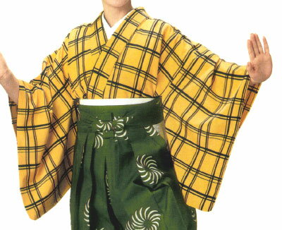 袴下着物・男単衣 格子柄