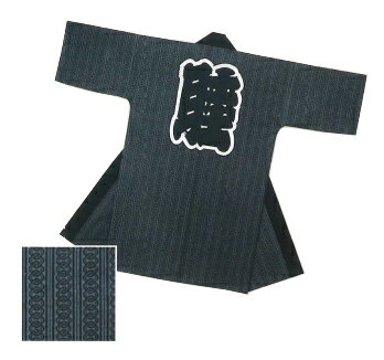 裏柄付き長半纏(長法被)【表柄:縞・吉原つなぎ 裏柄:龍】