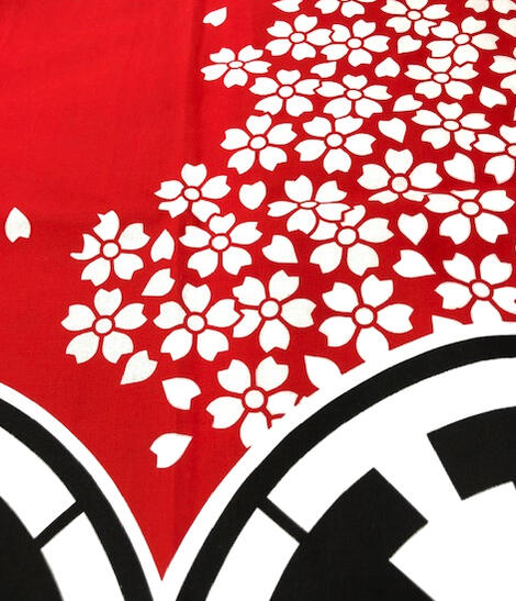 シルクプリント袖無し半纏【桜と源氏車】