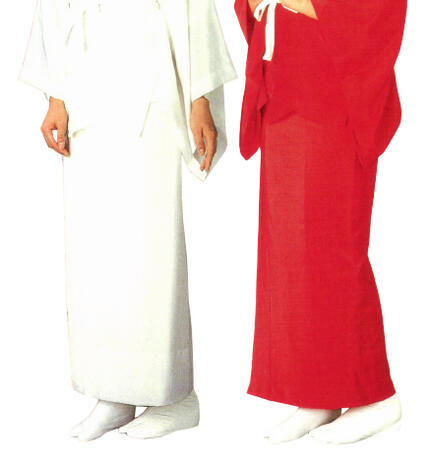 無地 東スカート　白赤　M・L寸［あずまスカート 裾除け 日舞 踊り 着物 着付 下着 インナー 女性］