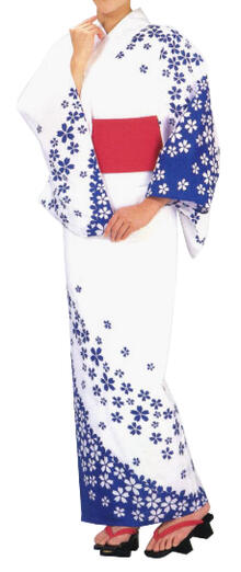 お揃い絵羽ゆかた　反物・女フリーサイズ　桜　[町内会　盆踊り　民謡踊り　婦人会　商工会　舞踊　お揃い浴衣]