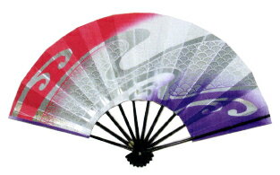 舞扇・演舞扇・舞扇子　日舞やよさこいに最適な扇子(1本箱入り)　黒塗骨　9寸5分　両妻ぼかし 流水・青..