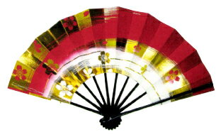 舞扇・演舞扇・舞扇子　日舞やよさこいに最適な扇子(1本箱入り)　黒塗骨　9寸5分　桜