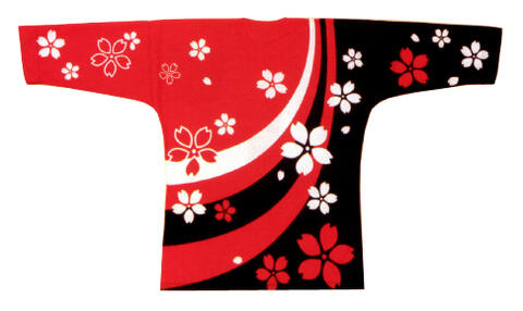 鯉口シャツ＜メール便対応＞　桜　M・L・LL寸　［鯉口 シャツ こいくち 祭 衣装 ダボ 居酒屋 ユニフォーム 男 女　ぼたん］