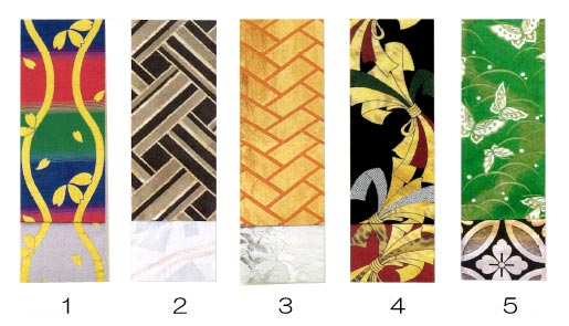 女物別織　仕立四寸帯　女帯 金襴帯 桜 立涌 網代風 檜垣 熨斗 蝶 つゆ草 七宝花菱 s4412 s4413 s4414 s4415 s4416