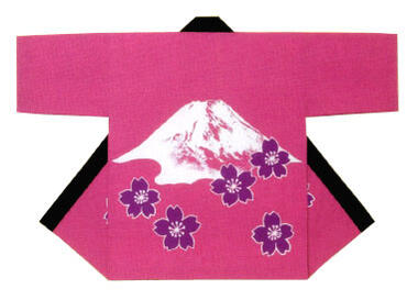 シルクプリント法被 富士山、桜 半纏帯別売 シルクプリント法被 富士山、桜 半纏帯別売