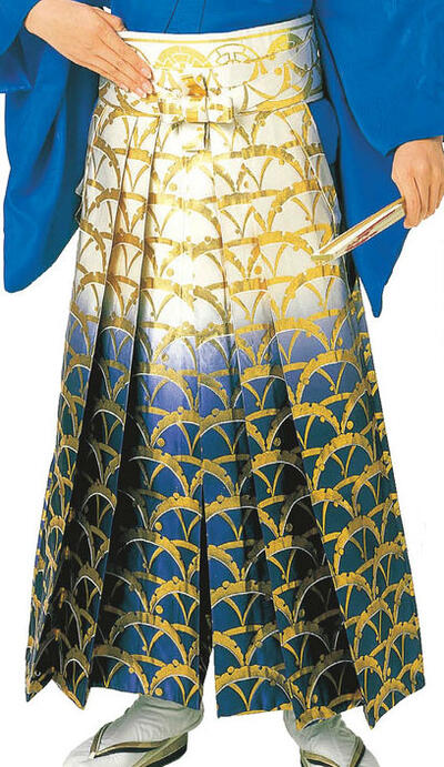 踊り用 ボカシ金襴袴(うまのり仕立) つゆ芝 S・M・L寸