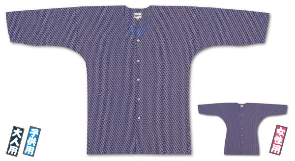 鯉口シャツ＜メール便対応＞　東京江戸一鯉口シャツ【江戸小紋-竹つなぎ】　［鯉口 シャツ こいくち 祭 衣装 ダボ 子ども こども 男 女 えどいち］