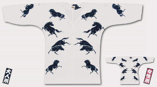 鯉口シャツ＜メール便対応＞　東京江戸一鯉口シャツ【手拭‐馬】　［鯉口 シャツ こいくち 祭 衣装 ダボ 居酒屋 ユニフォーム 男性 女性 えどいち］