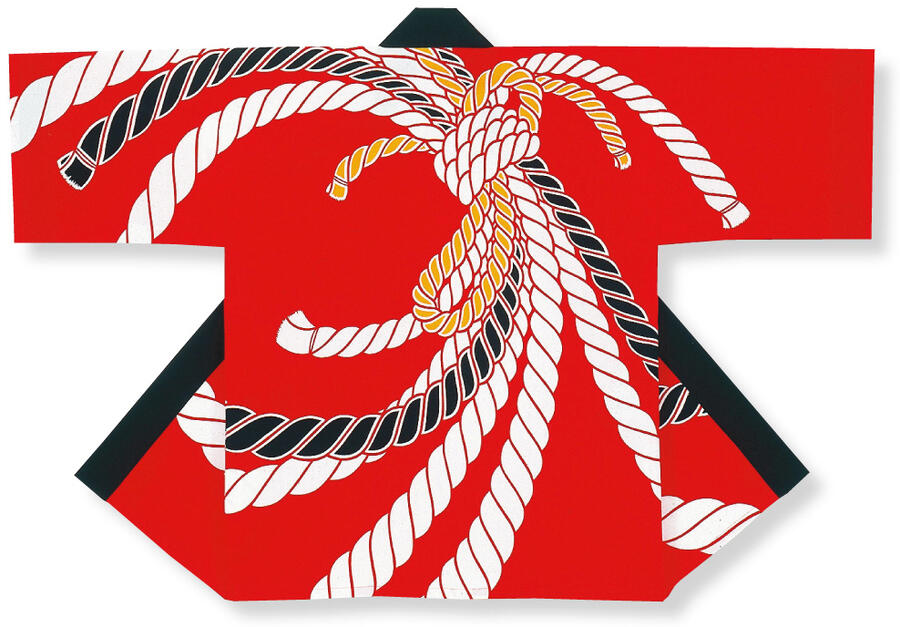 法被【綱熨斗】赤　祭りに人気のハッピです。赤色の法被は各種祭りにも最適な粋な柄のおとなハッピです..