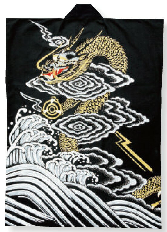 樂天商城 - 袖無し半纏【黒地に龍】大人フリーサイズ大人サイズ和太鼓衣装　数量限定　処分価格【在庫は連動していません】