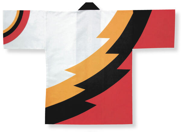 樂天商城 - 顔料染法被【稲妻風】赤・黒・オレンジ　大人フリーサイズ