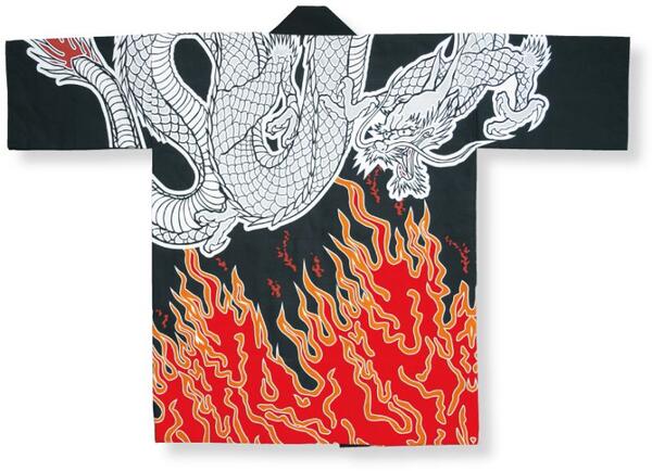 樂天商城 - 顔料染法被【龍と炎】黒・赤　大人フリーサイズ