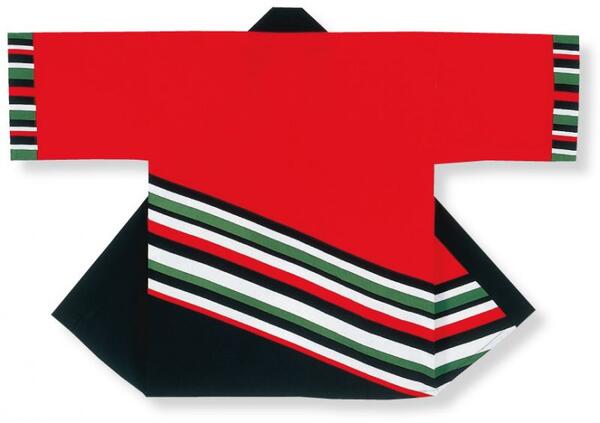 顔料染法被【斜線】赤・黒　大人フリーサイズ