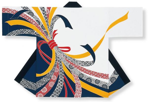 樂天商城 - 顔料染法被【暴れ熨斗】白・紺　大人フリーサイズ