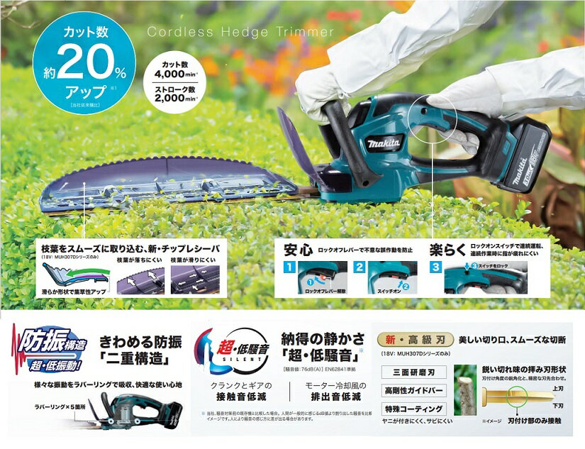 マキタ MUH467DZ 18V充電式ヘッジトリマ 刃物長460mm 上下刃駆動式 新高級刃仕様 ...