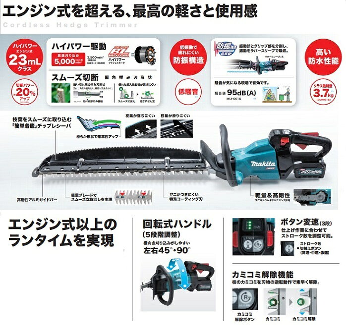 マキタ MUH003GZ 40Vmax 充電式へッジトリマ 両刃式 刃物長600mm 特殊コーティング...