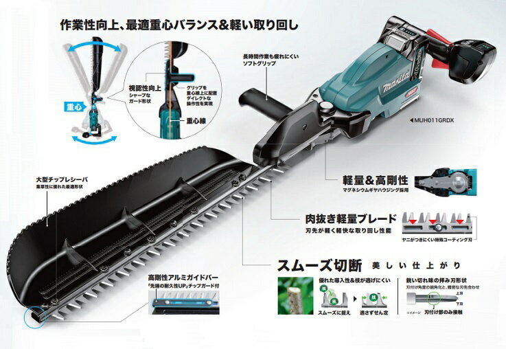 マキタ MUH012GRDX 40Vmax 充電式へッジトリマ 片刃式 刃物長850mm 特殊コ−テイン...
