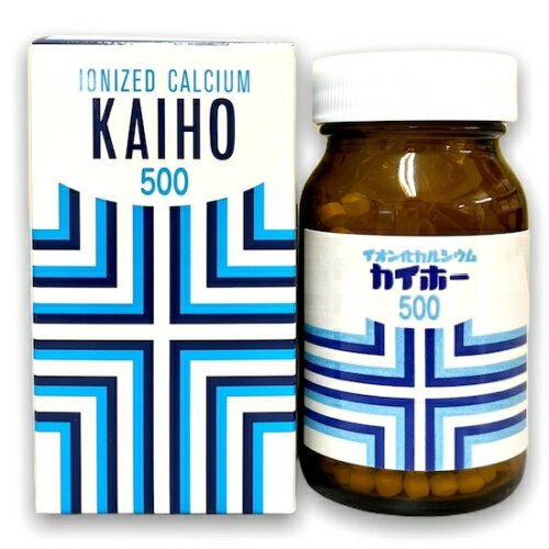 KAIHO IONIZED CALCIUM KAIHO 500　カルシウム含有食品健康を維持するためには、カルシウムをはじめとするミネラルの補給が大切です。「イオン化カルシウムカイホー」は牡蠣殻からつくられ、1粒中に50mgのカルシウムと各...